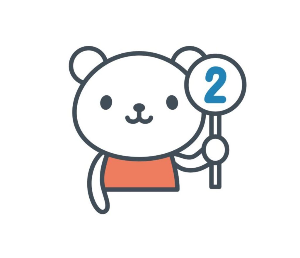 2の札を持つクマのイラスト