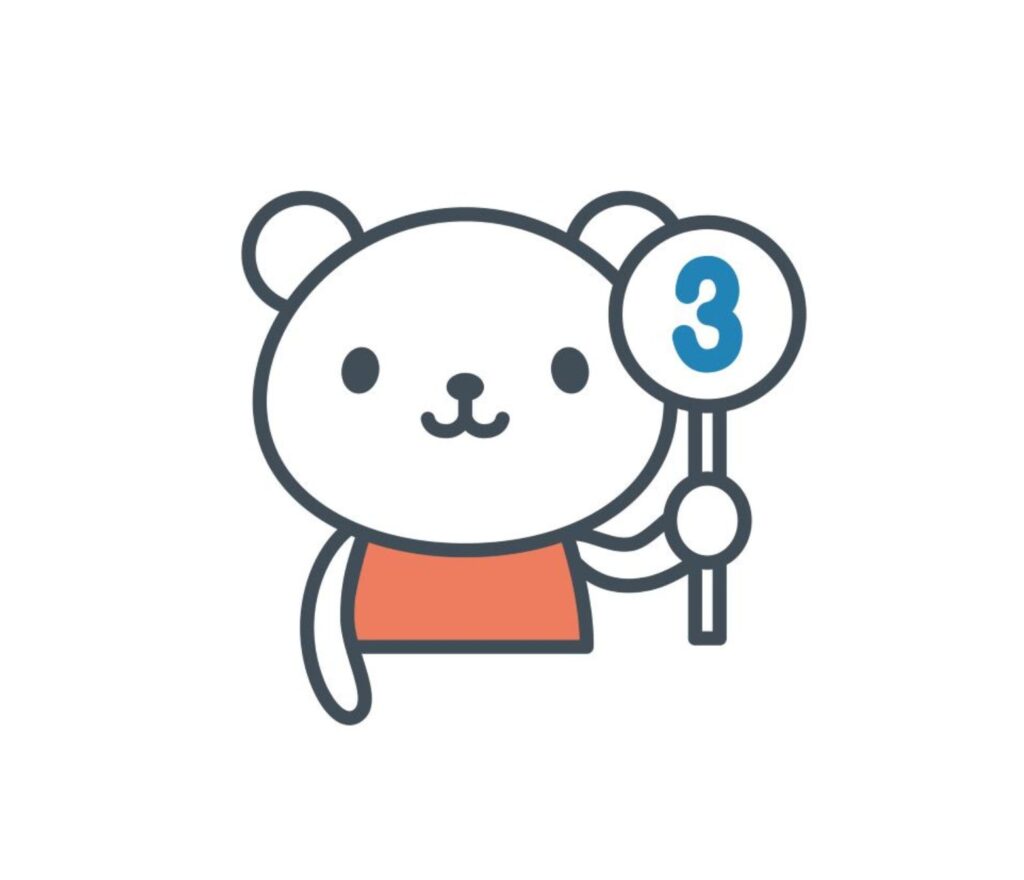 3の札を持つクマのイラスト