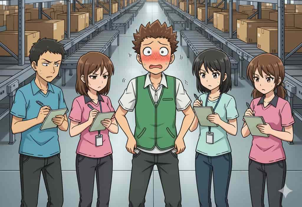 新人アルバイトには、メモ帳 が必須アイテムであるというイラスト