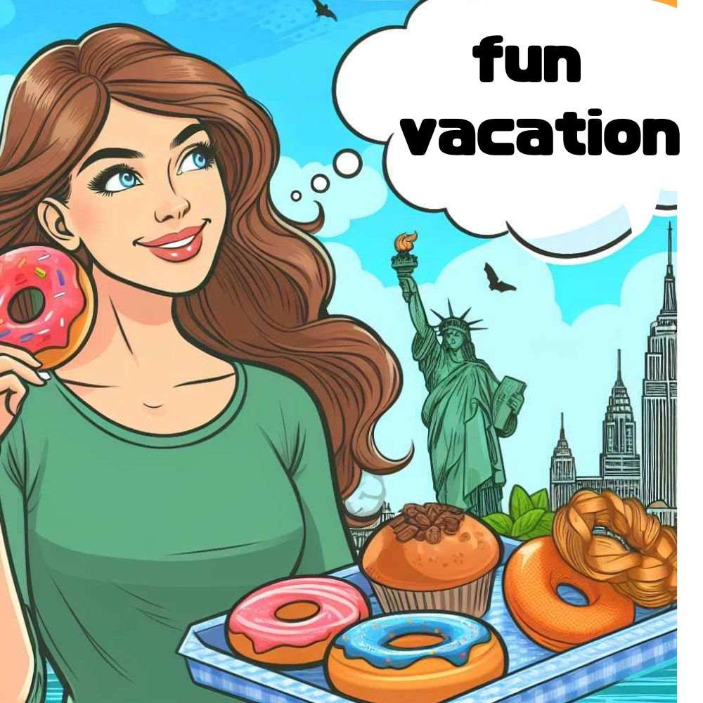 休暇を楽しむ女性のイラストから、「休暇は取得しやすい」ことを伝えている