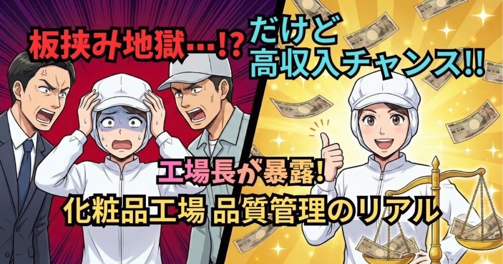 【工場長目線】化粧品工場の品質管理のリアル：板挟みの辛さとやりがいを解説します!