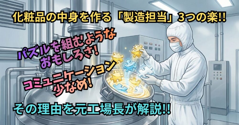 包装ラインと違う！化粧品の中身を作る仕事が「黙々と働けて楽」な話
